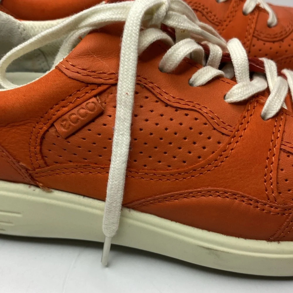 NWOT Ecco Orange Leather Soft 7 Lace Up Sneaker - Picture 6 of 13